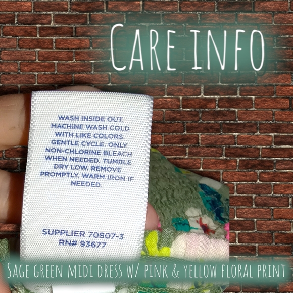 Sage Green Midi Dress w/Pink & Yellow Floral Print - Picture 6 of 8